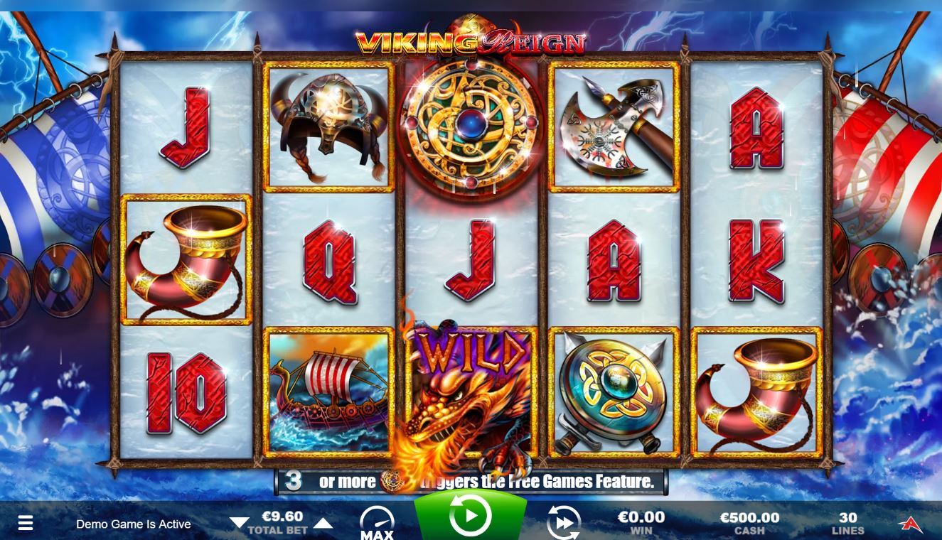 Top part of Viking Reign slot game