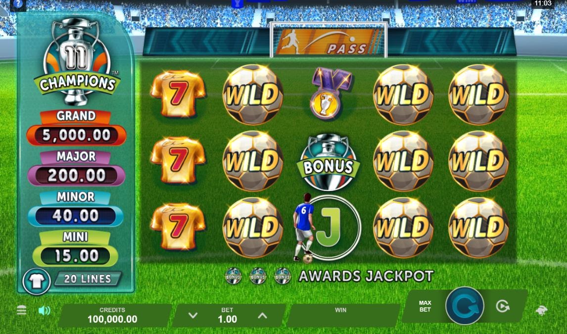 Top part of the 11 Champions game screen.