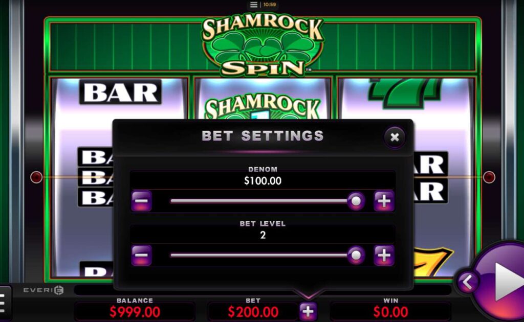 Shamrock Spin online slot casino game by Everi.