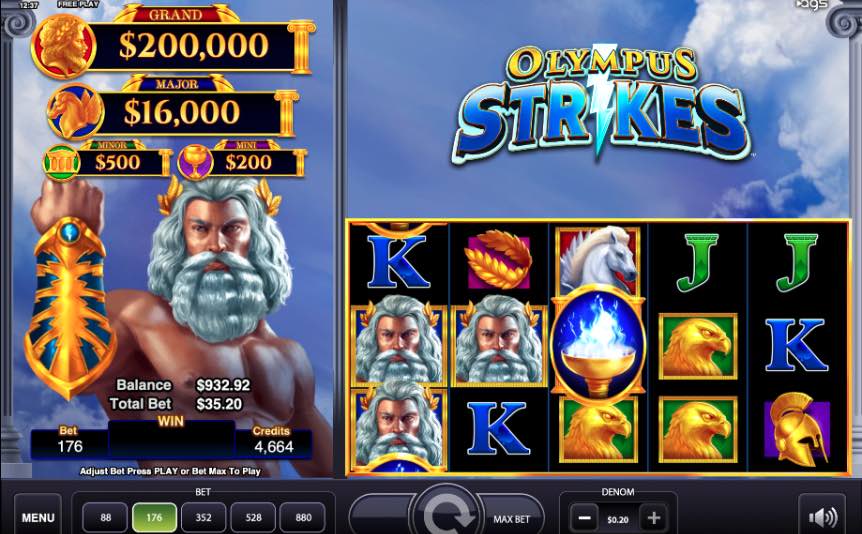 Olympus Strikes online slot casino game.