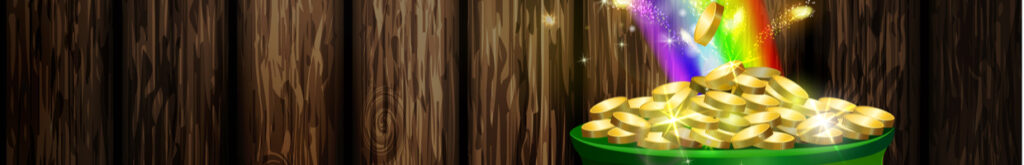 A pot of gold with a rainbow coming out the top.