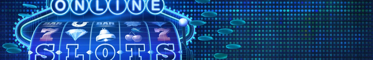 Online slots illustration against a blue background.
