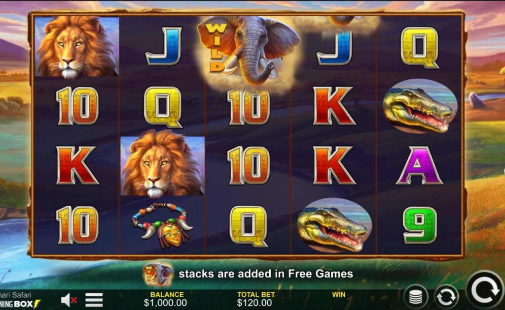 A screenshot of the reels in Kalahari Safari.
