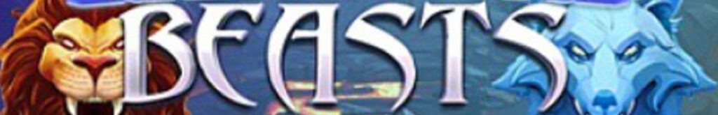 The title screen of the Elemental Beasts online casino slot game.