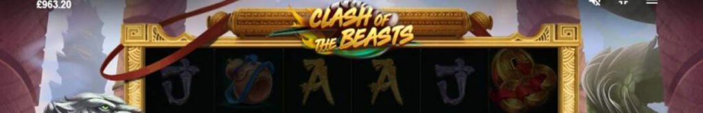 Screenshot of the reels in Clash of the Beasts online slot by Red Tiger.