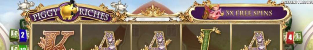 Screenshot of the reels in the Piggy Riches online slot by NetEnt.