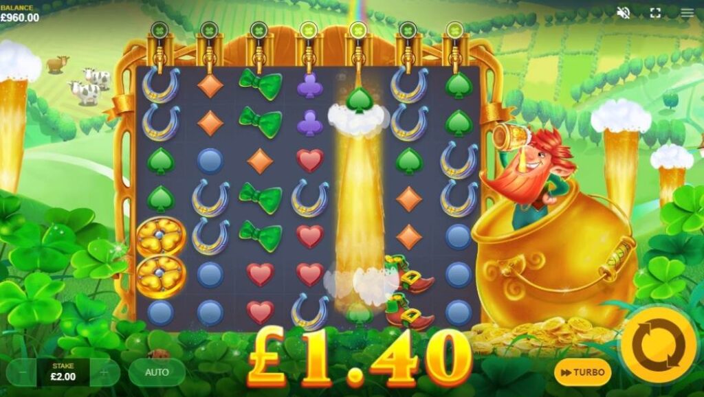 Screenshot of the reels showing the beer wild feature with pouring taps.