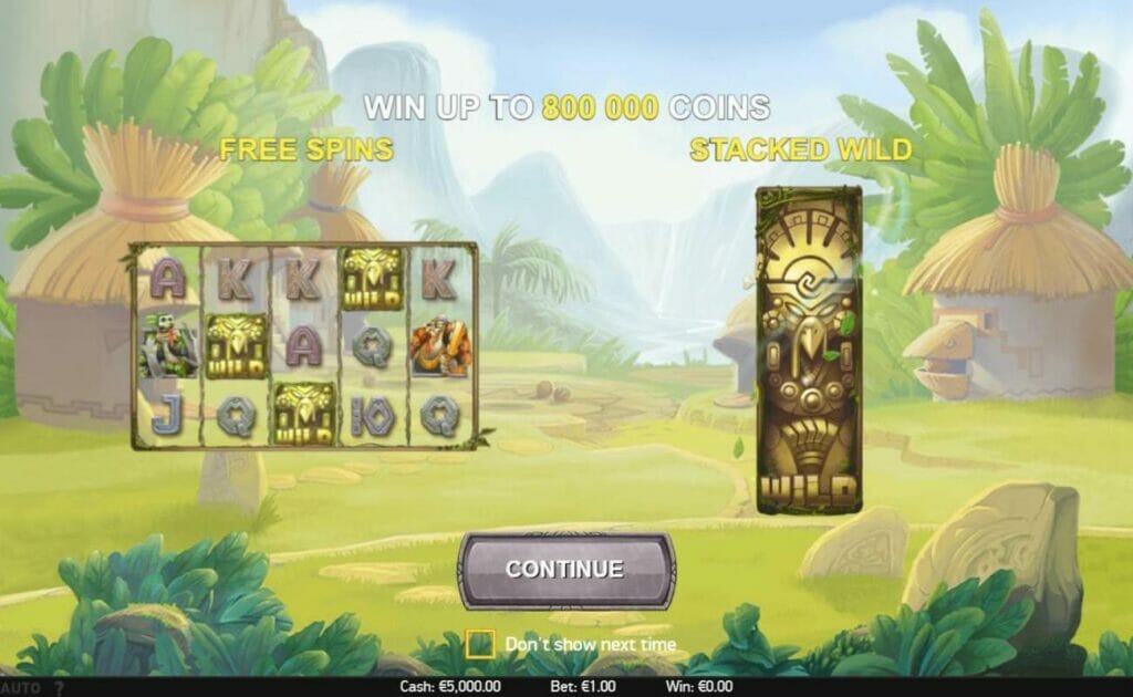 The features and bonuses in the online slot game Wild Turkey, specifically the free spins and stacked wild features and 800,000 coin max win.]
