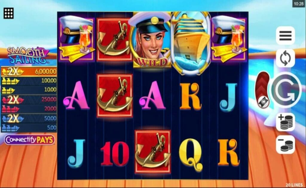 Smooth Sailing online slot screengrab.