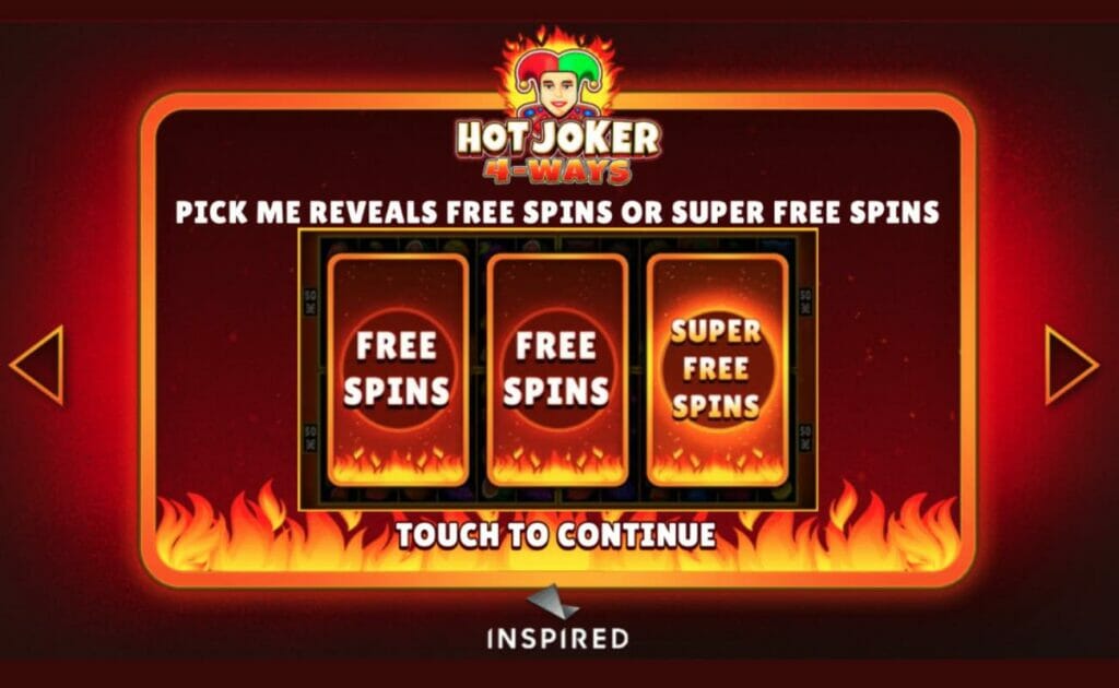Hot Joker 4-Ways online slot feature screen.