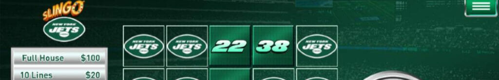 New York Jets Slingo online casino game.