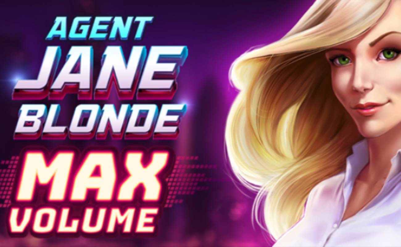 Agent Jane Blonde Max Volume online slot loading screen.