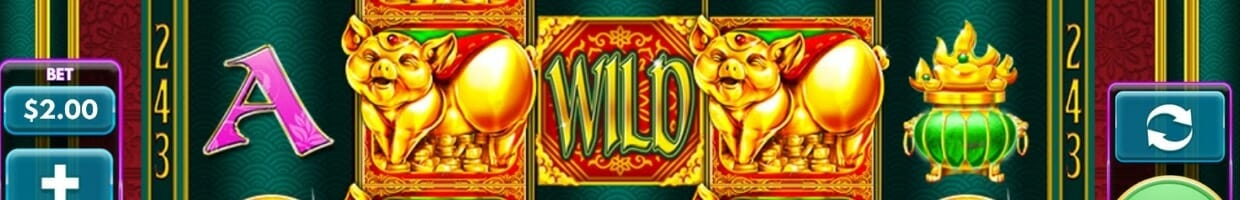 A screenshot of the Wealthy Pig slot reel.