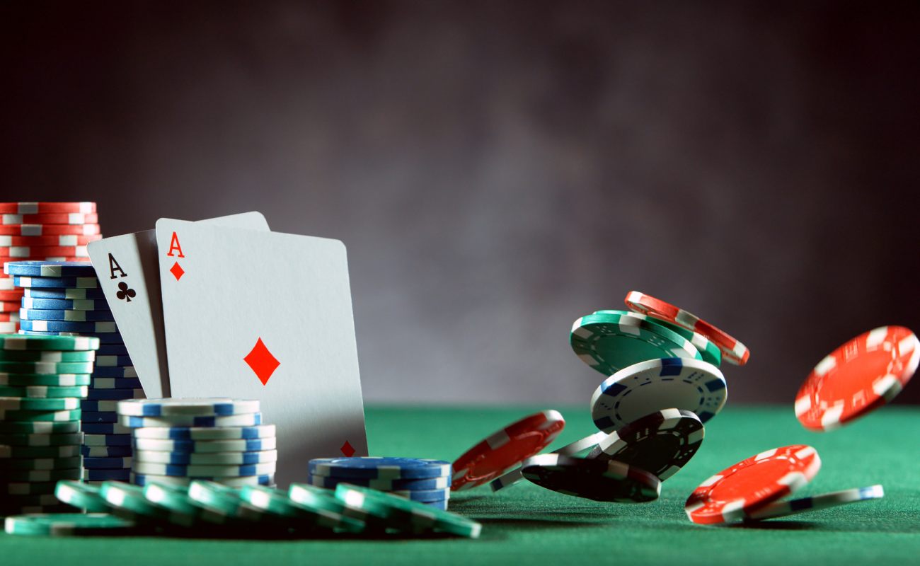 Playing cards and casino chips.