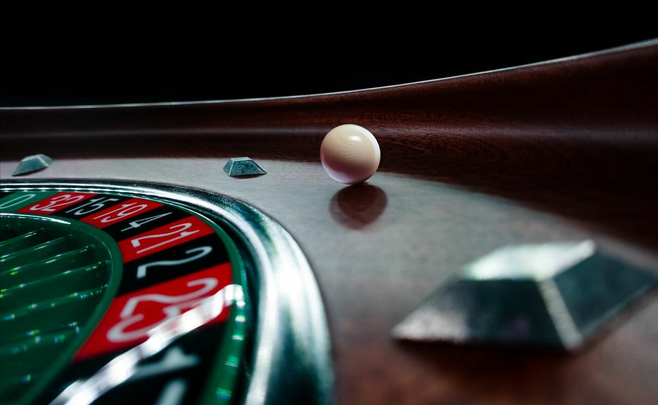 A close-up view of the inside of a roulette wheel.