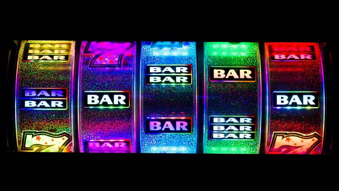  Body image, close up neon slot machine 