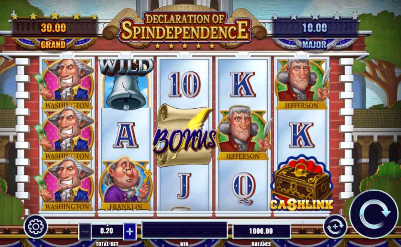 the Declaration of Spindependence online slot game by IGT