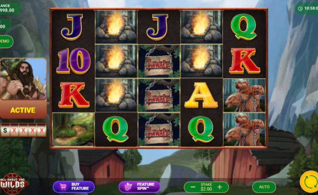 All About the Wilds online slot game screenshot.