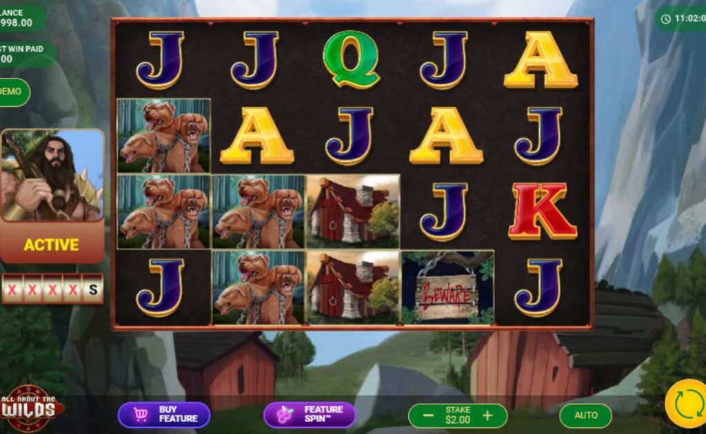 All About the Wilds online slot game screenshot.