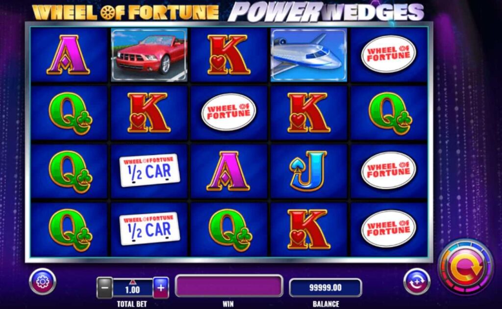 Wheel of Fortune Power Wedges online slot game screenshot.
