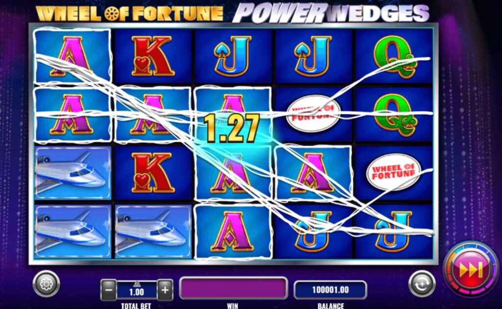 Wheel of Fortune Power Wedges online slot game screenshot.