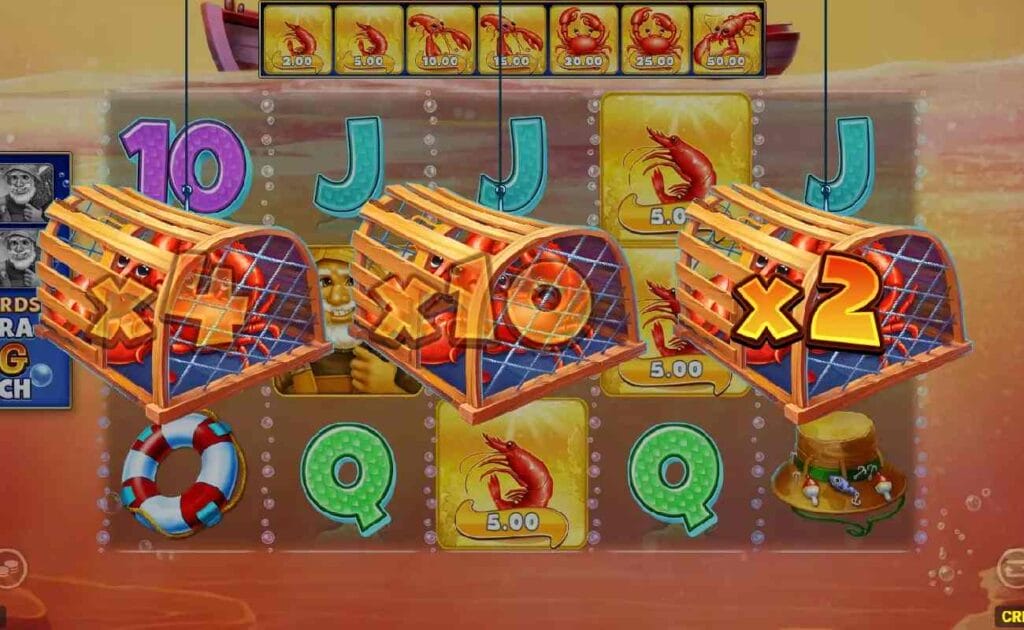 Bonus screen for Crabbin' For Cash Extra Big Catch online slot.