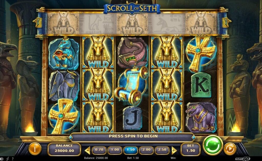 The Scroll of Seth slot reels.