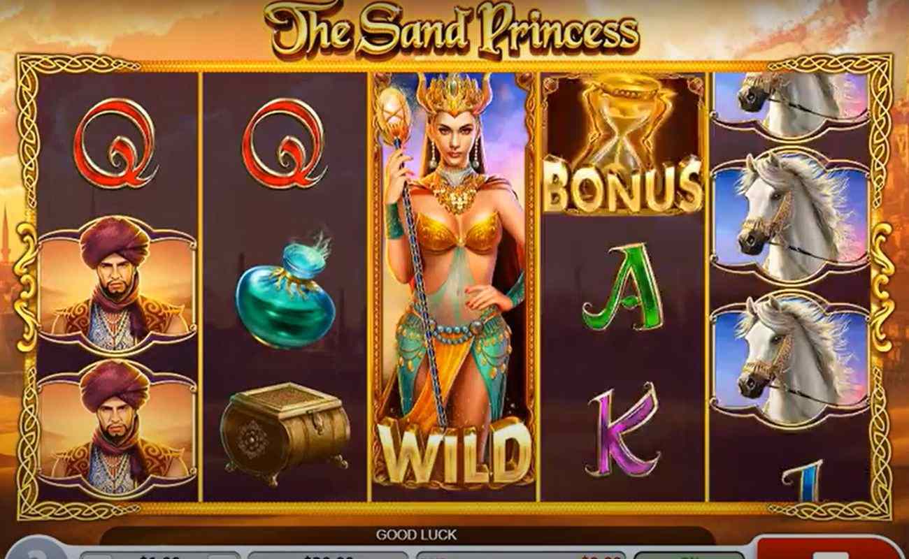 Normal reel spin of The Sand Princess by Oddsworks.