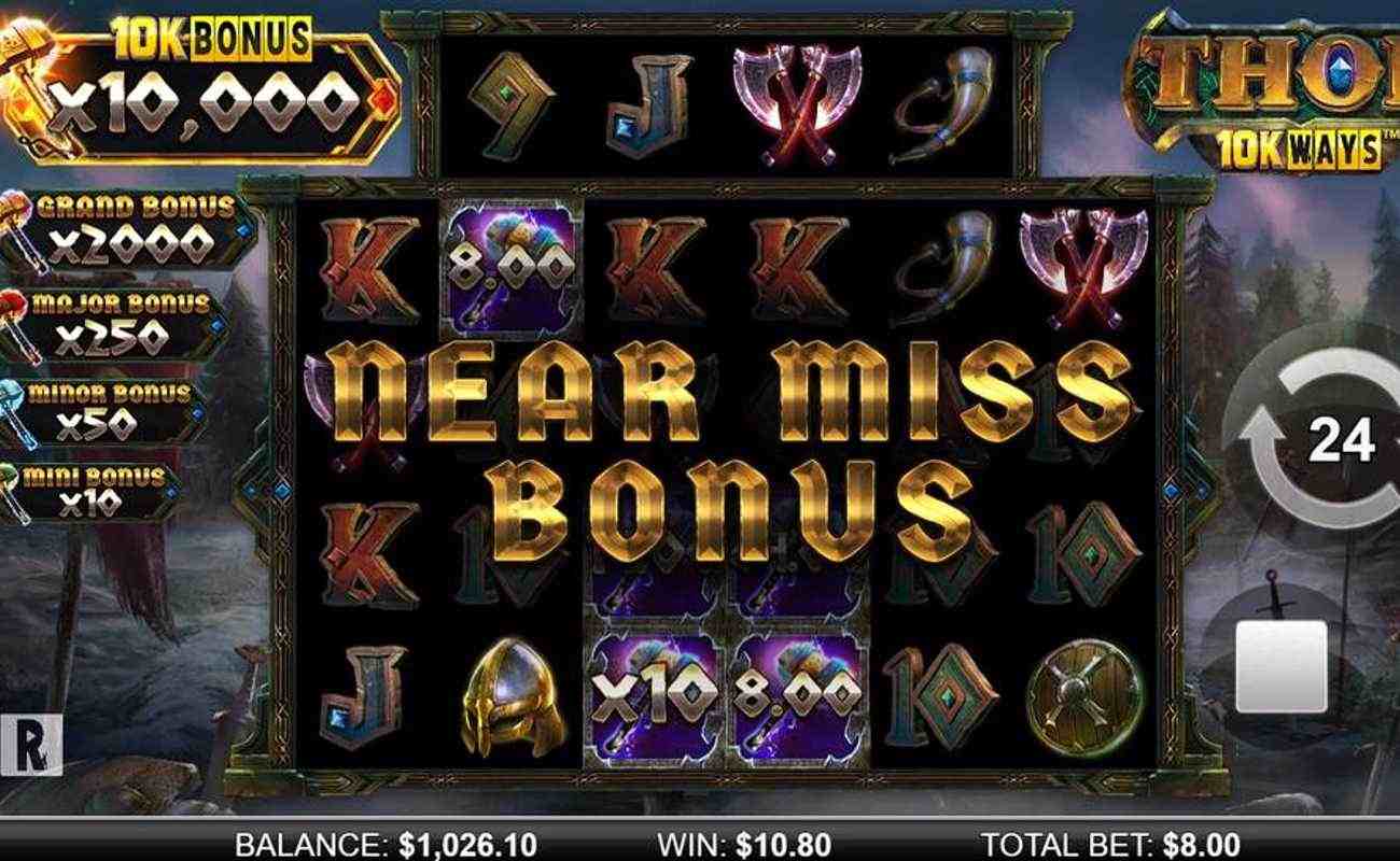 Bonus screen for Thor 10K Ways online slot.