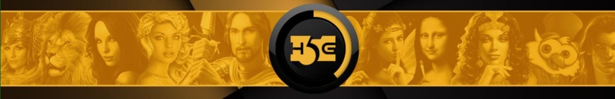 The High 5 Logo in the centre of a banner featuring characters from their slots, as the loading screen for Night of the Wolf.