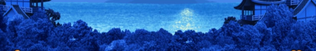 A screenshot of a landscape featured in the background of Geisha, the online slot game by Aristocrat.