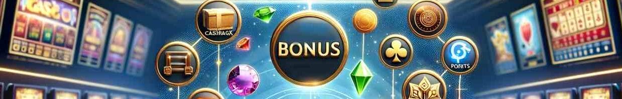 Bonus jackpot chest of gold in the middle of a casino surrounded by slot machines