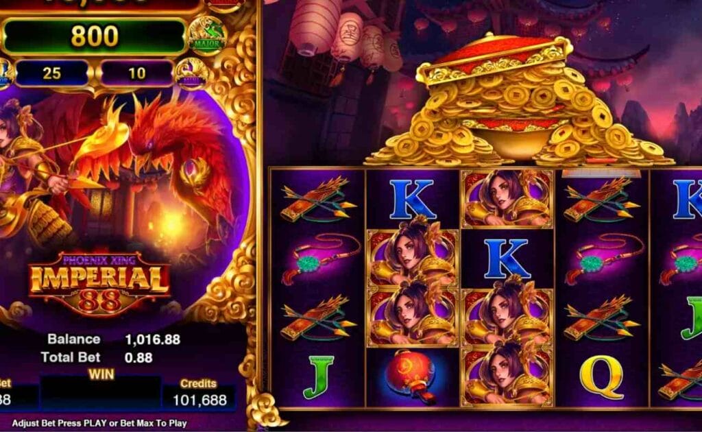 Phoenix Xing Imperial 88 online slot game screenshot.