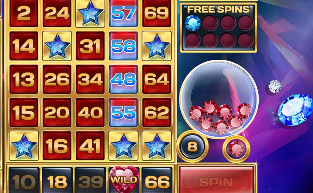 A winning screen with stars for Slingo Gems