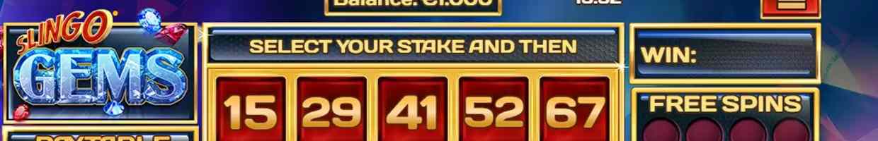 A close up of the top of the base game screen for Singo Gems