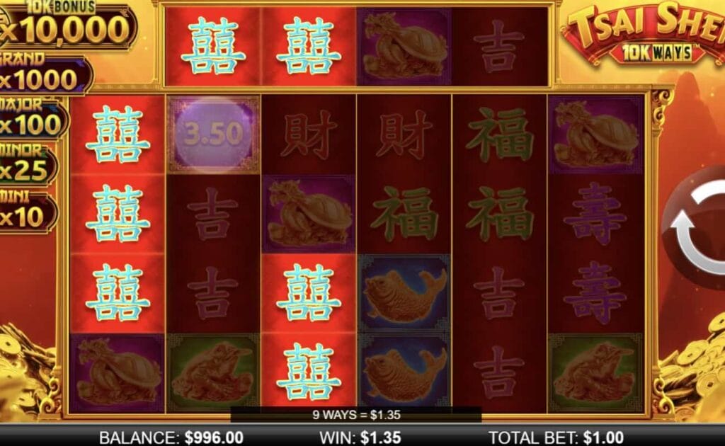Reel spin of Tsai Shen 10K Ways by Light and Wonder.