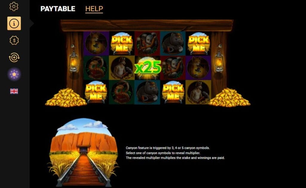 Outback Riches information and paytable.