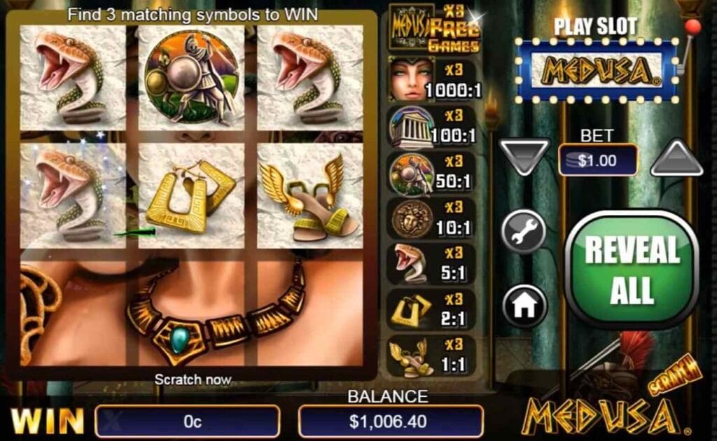 Scratch Medusa scratch card game developed by NextGen Gaming