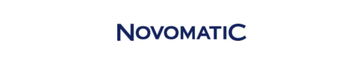 Screenshot of the Novomatic logo on a white background.