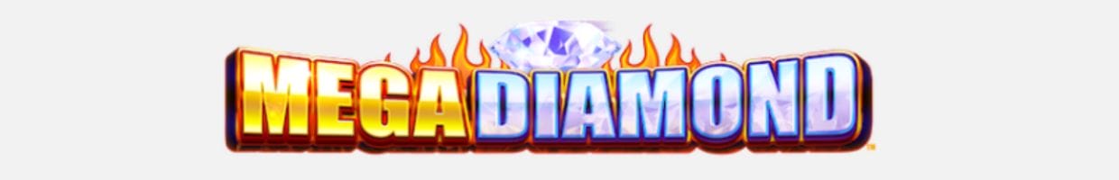 Mega Diamond online slot game logo, featuring a diamond and some flames.