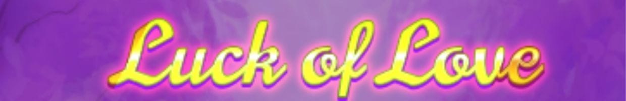 The Luck of Love online slot game logo on a purple background.