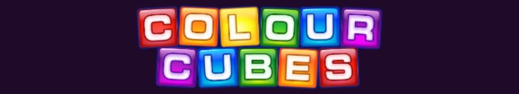Color Cubes online casino game logo in yellow, orange, green, blue, red, and purple cubes with a white font. The logo is against a dark background.