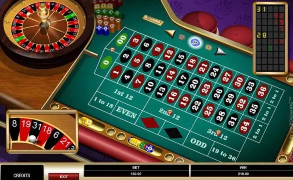A screenshot of the roulette table and the betting options in American Roulette.