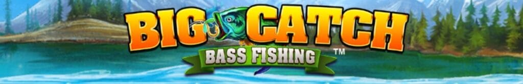 A banner image for Big Catch Bass Fishing, featuring the game logo with a lake lined by pine trees in the background.