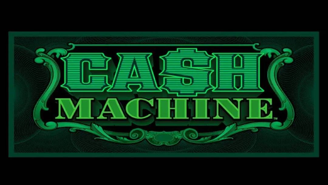 The header for Cash Machine. It has a green and black design with an ornate frame and bold, stylized lettering.