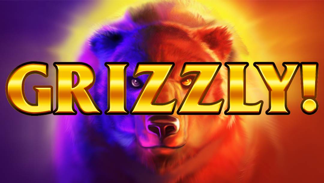 The Grizzly slot banner. The background shows a powerful, glaring grizzly bear. In the foreground is the word “Grizzly!” in a bold, gold font.