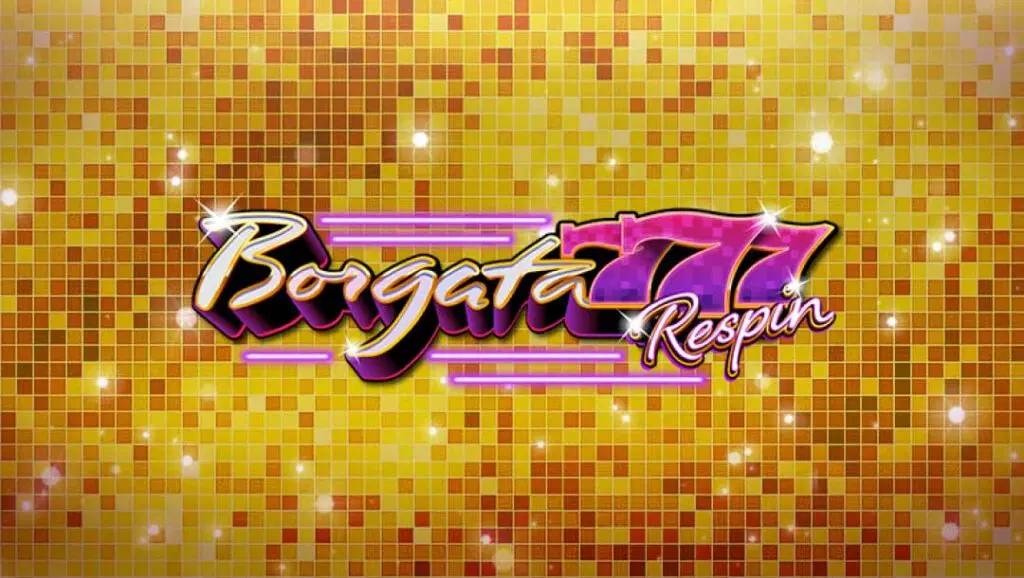 The Borgata 777 Respin game banner. The backdrop features a variety of squares of different shades of gold with bright orbs of light. In the foreground is the title “Borgata 777 Respin”. The words “Borgata” and “Respin” are in a stylish gold font, while the three 7s are visible in a purple font.