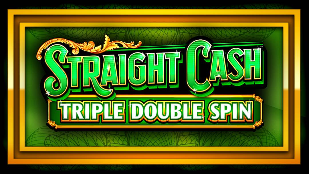 A vibrant green and gold banner for the Straight Cash Triple Double Spin slot.