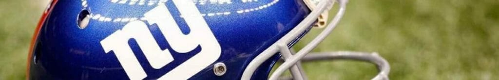 New York Giants helmet on the field