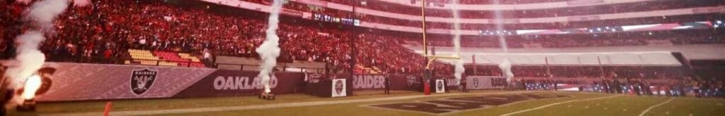 Houston Texans vs Oakland Raiders matchup with fireworks display at the stadium